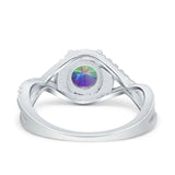 Halo Wedding Engagement Ring Infinity Twisted Shank Round Simulated Cubic Zirconia 925 Sterling Silver
