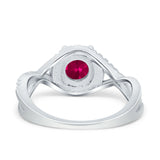 Halo Wedding Engagement Ring Infinity Twisted Shank Round Simulated Cubic Zirconia 925 Sterling Silver