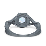 Halo Wedding Engagement Ring Infinity Twisted Shank Round Simulated Cubic Zirconia 925 Sterling Silver