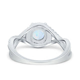 Halo Wedding Engagement Ring Infinity Twisted Shank Round Simulated Cubic Zirconia 925 Sterling Silver