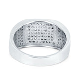 Hip Hop Ring Ice Micro Pave Round Eternity Simulated CZ 925 Sterling Silver
