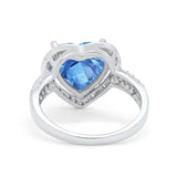 Halo Fashion Ring Heart Simulated Cubic Zirconia 925 Sterling Silver