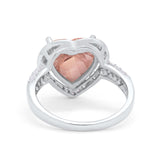 Halo Fashion Ring Heart Simulated Cubic Zirconia 925 Sterling Silver