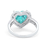 Halo Fashion Ring Heart Simulated Cubic Zirconia 925 Sterling Silver