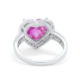 Halo Fashion Ring Heart Simulated Cubic Zirconia 925 Sterling Silver