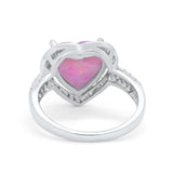 Halo Fashion Ring Heart Simulated Cubic Zirconia 925 Sterling Silver