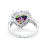 Halo Fashion Ring Heart Simulated Cubic Zirconia 925 Sterling Silver