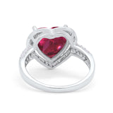 Halo Fashion Ring Heart Simulated Cubic Zirconia 925 Sterling Silver