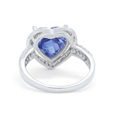 Halo Fashion Ring Heart Simulated Cubic Zirconia 925 Sterling Silver