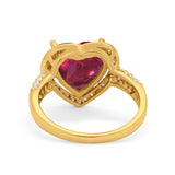 Halo Fashion Ring Heart Simulated Cubic Zirconia 925 Sterling Silver