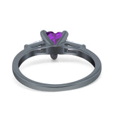 Heart Promise Ring Baguette Simulated Cubic Zirconia 925 Sterling Silver