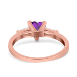 Heart Promise Ring Baguette Simulated Cubic Zirconia 925 Sterling Silver