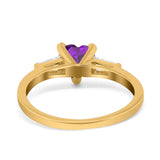 Heart Promise Ring Baguette Simulated Cubic Zirconia 925 Sterling Silver