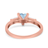 Heart Promise Ring Baguette Simulated Cubic Zirconia 925 Sterling Silver