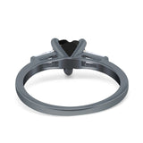 Heart Promise Ring Baguette Simulated Cubic Zirconia 925 Sterling Silver