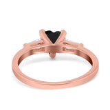 Heart Promise Ring Baguette Simulated Cubic Zirconia 925 Sterling Silver