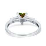 Heart Promise Ring Baguette Simulated Cubic Zirconia 925 Sterling Silver