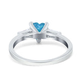 Heart Promise Ring Baguette Simulated Cubic Zirconia 925 Sterling Silver