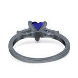 Heart Promise Ring Baguette Simulated Cubic Zirconia 925 Sterling Silver