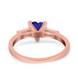 Heart Promise Ring Baguette Simulated Cubic Zirconia 925 Sterling Silver