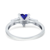 Heart Promise Ring Baguette Simulated Cubic Zirconia 925 Sterling Silver