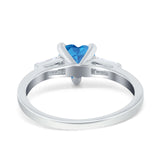 Heart Promise Ring Baguette Simulated Cubic Zirconia 925 Sterling Silver