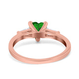 Heart Promise Ring Baguette Simulated Cubic Zirconia 925 Sterling Silver