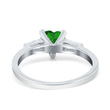 Heart Promise Ring Baguette Simulated Cubic Zirconia 925 Sterling Silver