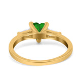 Heart Promise Ring Baguette Simulated Cubic Zirconia 925 Sterling Silver