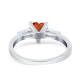 Heart Promise Ring Baguette Simulated Cubic Zirconia 925 Sterling Silver