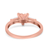 Heart Promise Ring Baguette Simulated Cubic Zirconia 925 Sterling Silver