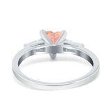 Heart Promise Ring Baguette Simulated Cubic Zirconia 925 Sterling Silver