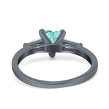 Heart Promise Ring Baguette Simulated Cubic Zirconia 925 Sterling Silver