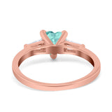 Heart Promise Ring Baguette Simulated Cubic Zirconia 925 Sterling Silver