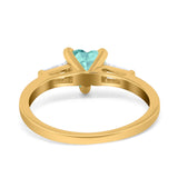 Heart Promise Ring Baguette Simulated Cubic Zirconia 925 Sterling Silver