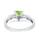 Heart Promise Ring Baguette Simulated Cubic Zirconia 925 Sterling Silver