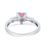 Heart Promise Ring Baguette Simulated Cubic Zirconia 925 Sterling Silver