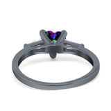 Heart Promise Ring Baguette Simulated Cubic Zirconia 925 Sterling Silver