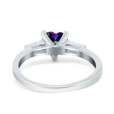 Heart Promise Ring Baguette Simulated Cubic Zirconia 925 Sterling Silver