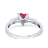 Heart Promise Ring Baguette Simulated Cubic Zirconia 925 Sterling Silver
