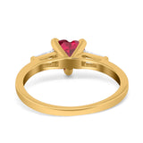 Heart Promise Ring Baguette Simulated Cubic Zirconia 925 Sterling Silver