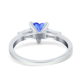 Heart Promise Ring Baguette Simulated Cubic Zirconia 925 Sterling Silver