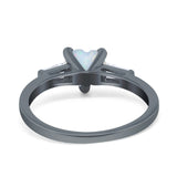 Heart Promise Ring Baguette Simulated Cubic Zirconia 925 Sterling Silver
