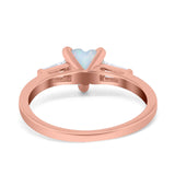 Heart Promise Ring Baguette Simulated Cubic Zirconia 925 Sterling Silver