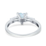 Heart Promise Ring Baguette Simulated Cubic Zirconia 925 Sterling Silver