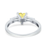 Heart Promise Ring Baguette Simulated Cubic Zirconia 925 Sterling Silver