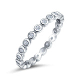 Full Eternity 2.5mm Wedding Stackable Band Ring Round Simulated Cubic Zirconia 925 Sterling Silver
