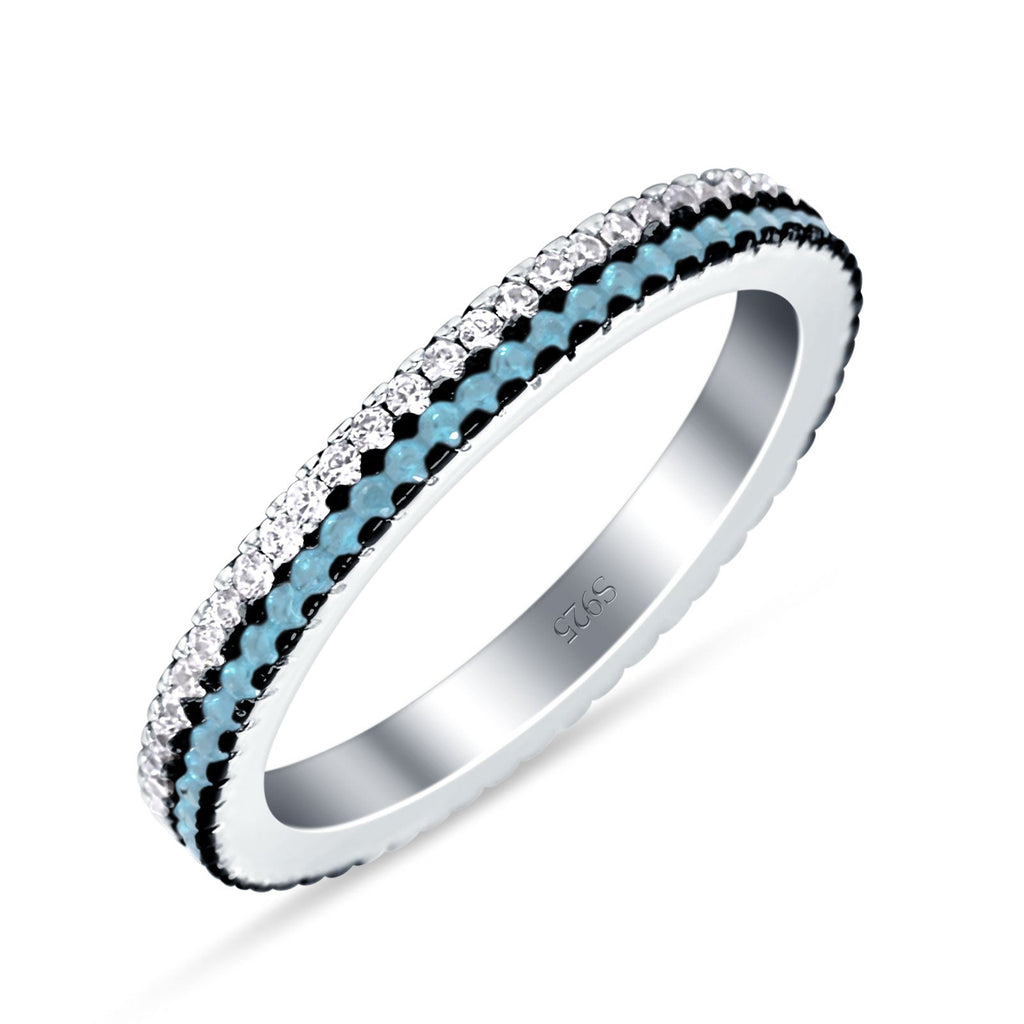 Full Eternity Stackable Wedding Band Ring Round Cubic Zirconia 925 Ste ...
