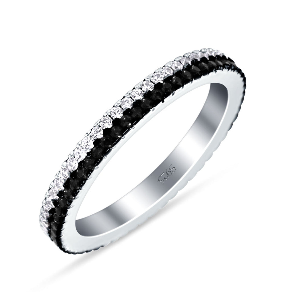 Full Eternity Stackable Wedding Band Ring Round Cubic Zirconia 925 Ste ...