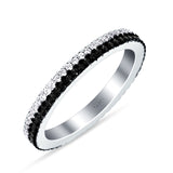 Full Eternity Stackable Wedding Band Ring Round Cubic Zirconia 925 Sterling Silver